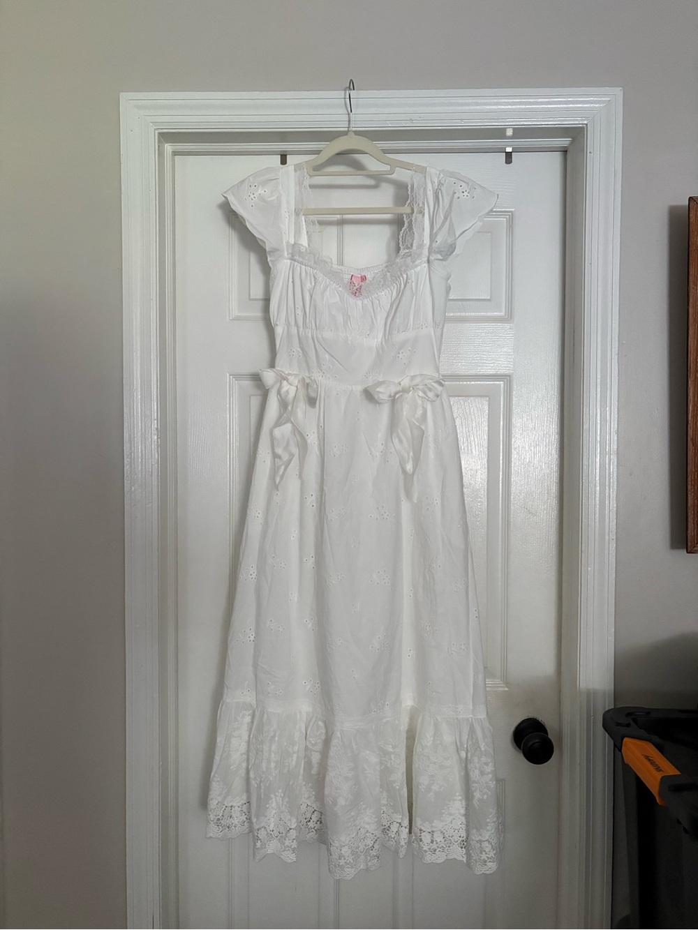 American Heiress Antoinette Embroidered Cotton Midi Dress in White - Picture 4 of 8